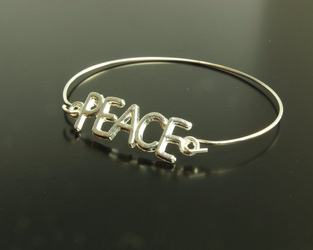 Armreifen Peace Frieden Schrift silbern Armband