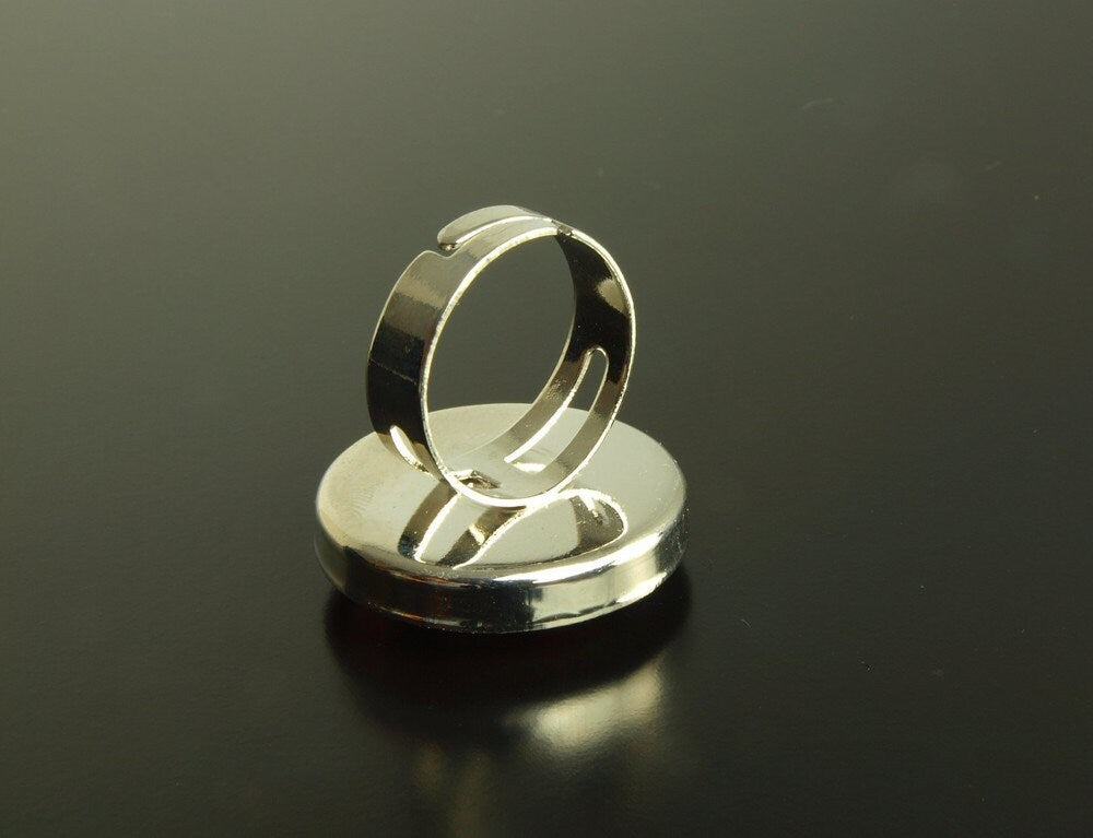 Ring Silhouette Katze schwarz weiß Glas silbern