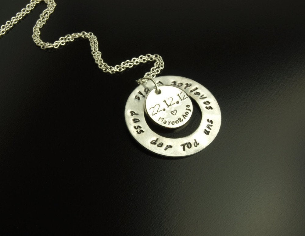 Kette Anhänger Name Datum Spruch Buchstabe silbern