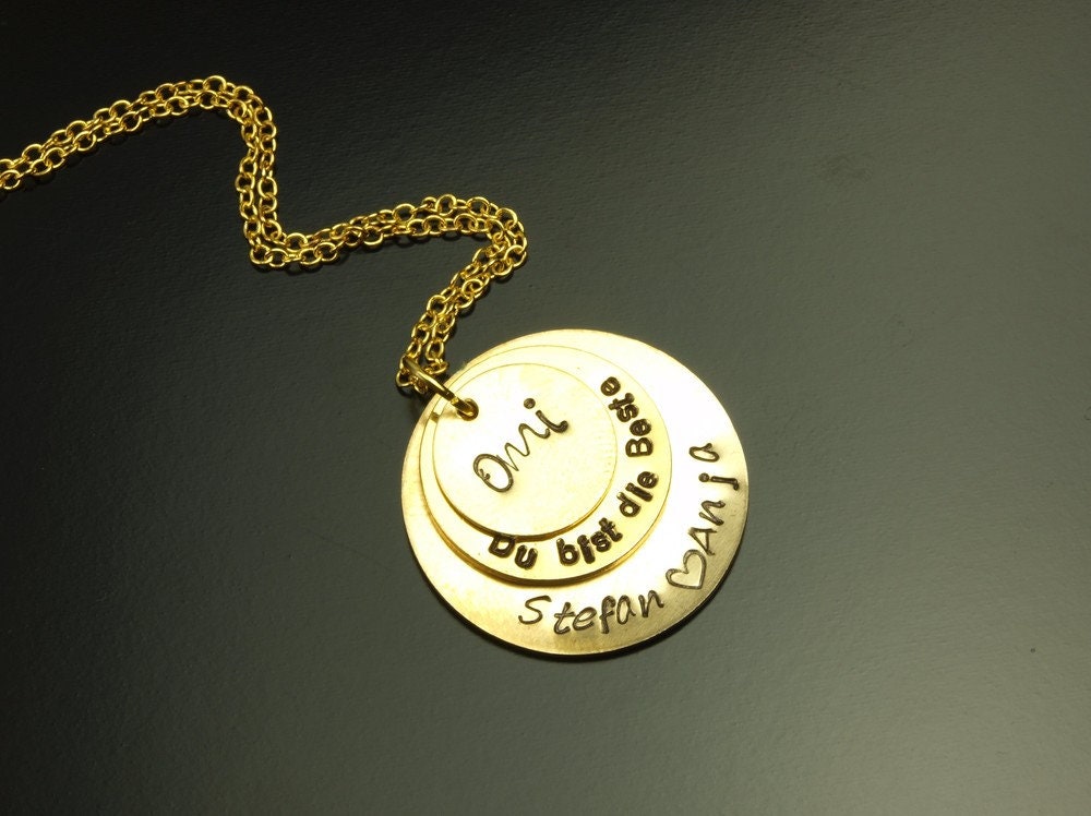 Kette Anhänger Name Datum Buchstaben Gravur golden