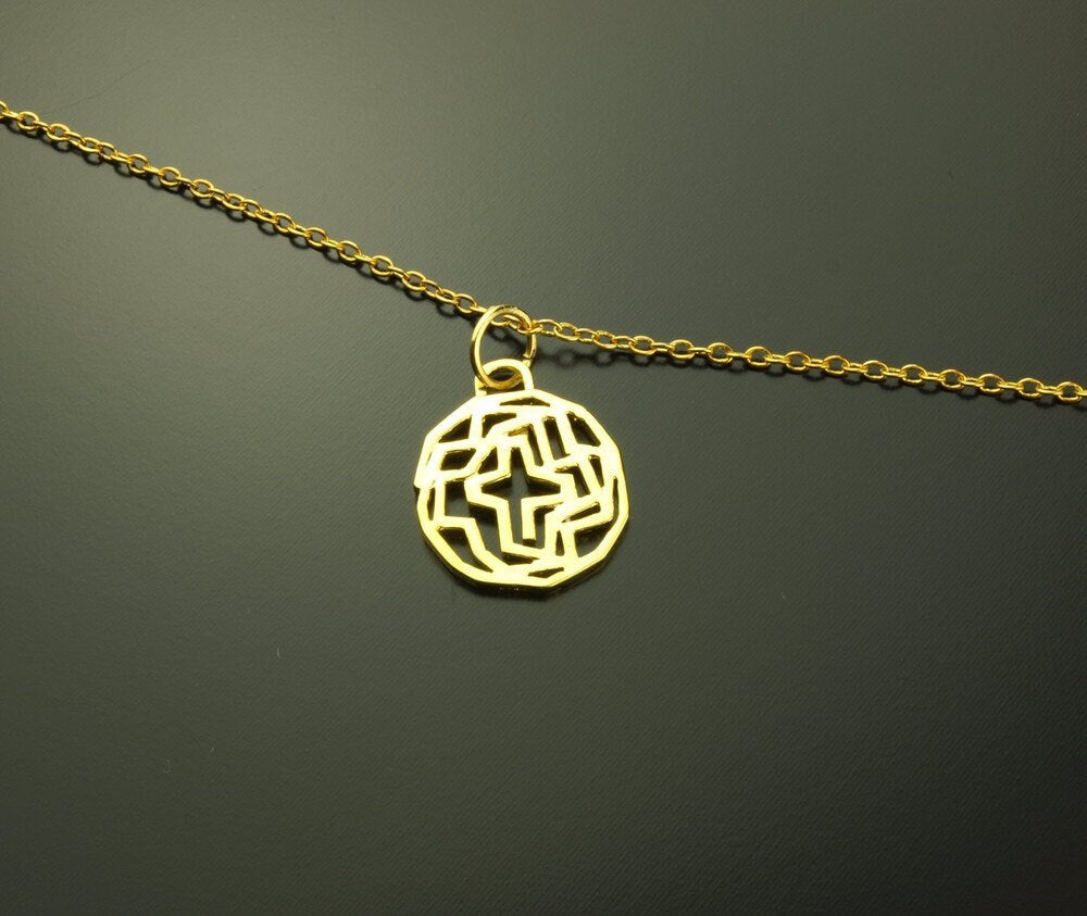 Armreifen Kette Anhänger Kreuz golden Bettelkette