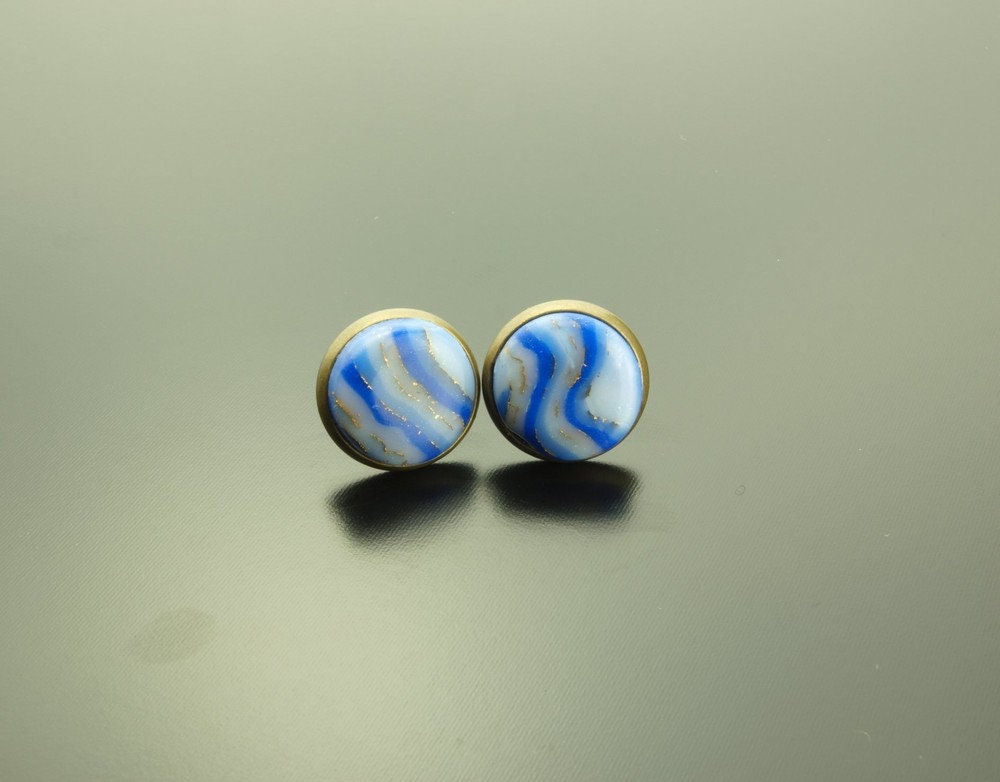 Ohrstecker Fimo Clay Cabochon bronze Ohrstecker