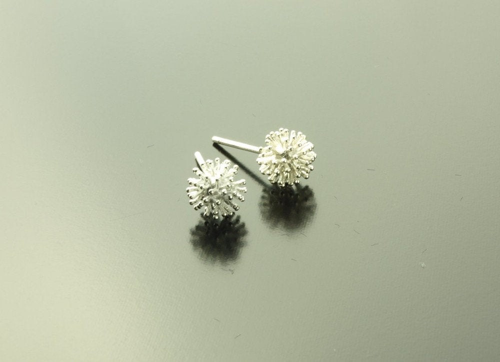 Versilberte Ohrstecker Pusteblume Blüte