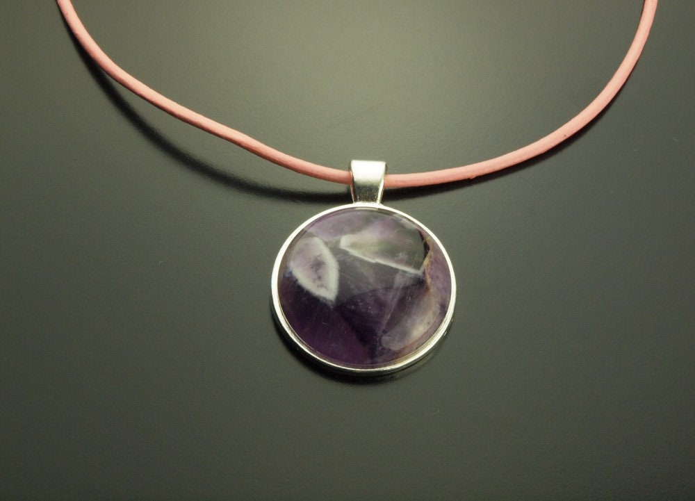 Kette Amethyst Leder Anhänger silber Lederkette