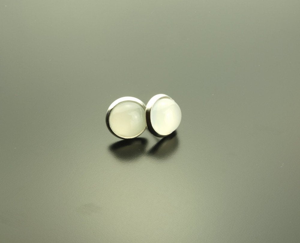 Ohrstecker grauer Achat Edelstein silber Ohrringe