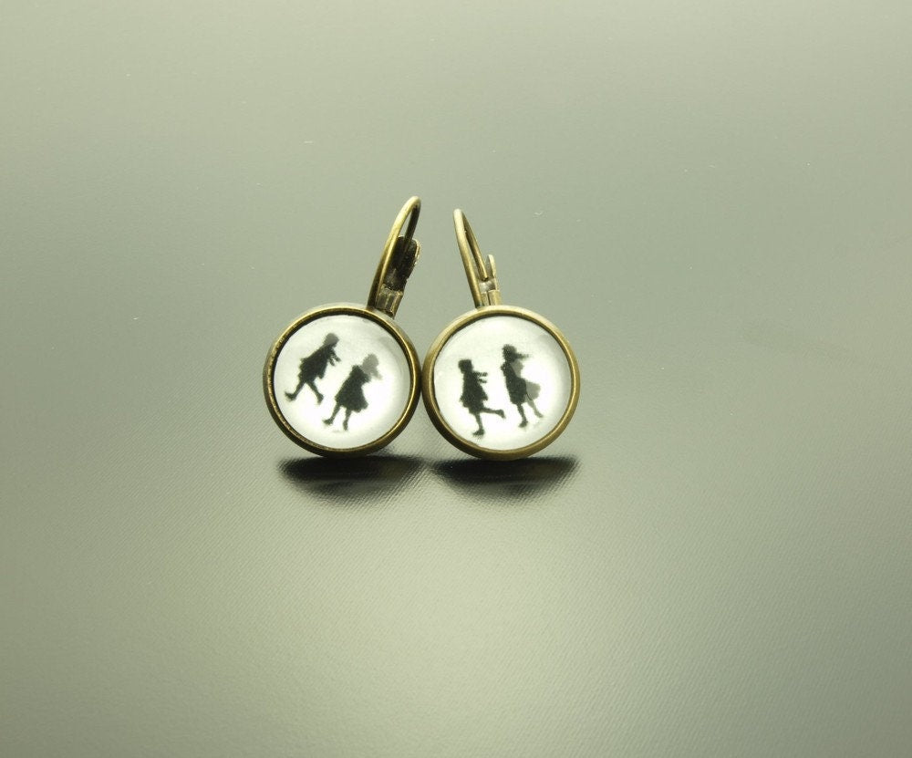 Ohrringe Kinder bronze schwarz weiß Mädchen Junge