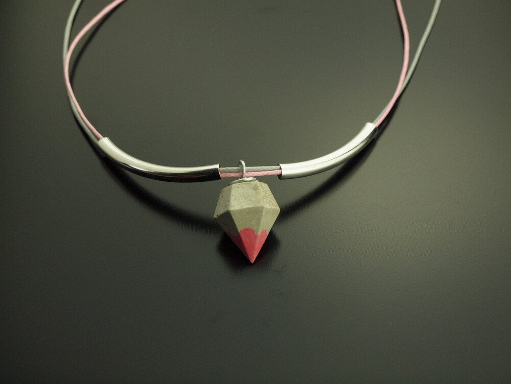 Kette Anhänger Beton Diamant Anhänger grau rosa