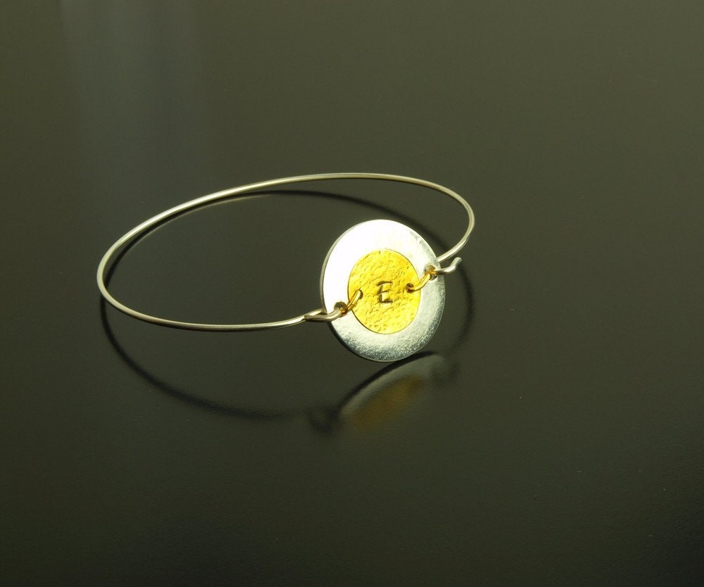 Armreif Buchstabe gestempelt silber gold Armband