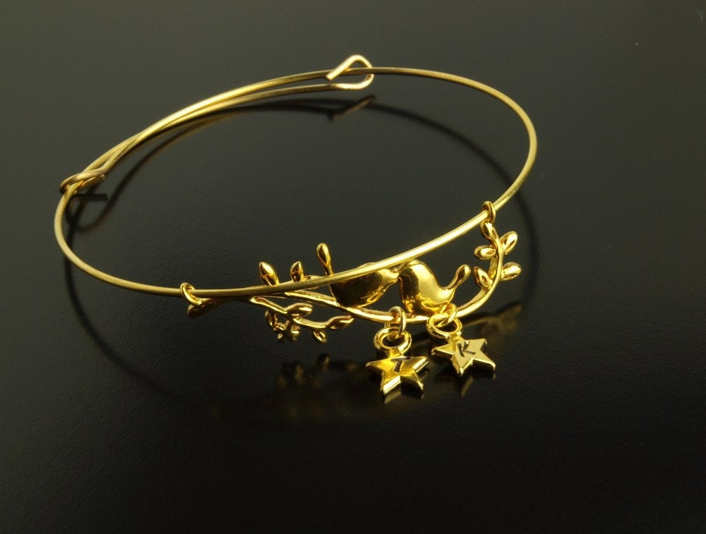 Familienarmband Armreif Buchstaben Vögel gold