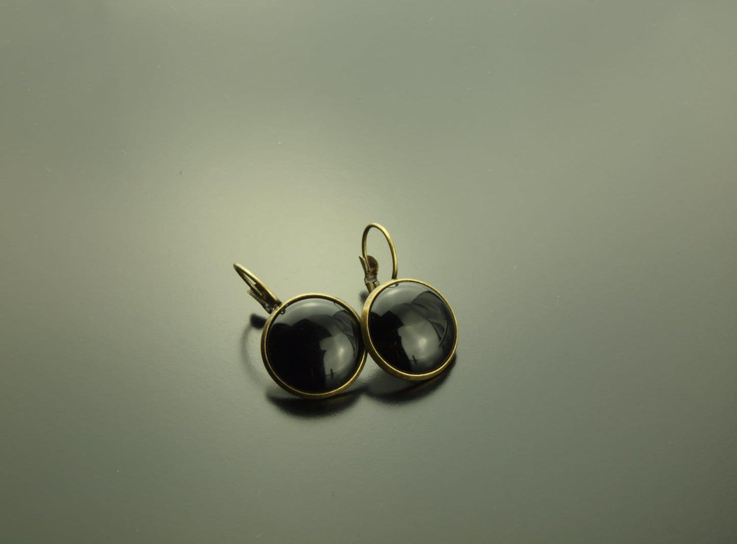 Ohrhänger schwarzer Achat Edelstein Ohrring bronze