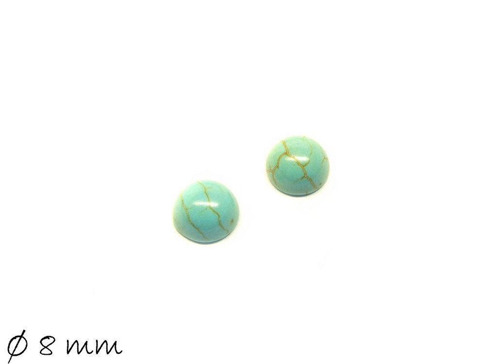 2 Stück Cabochons, Howlith (Türkisimitat), 8 mm