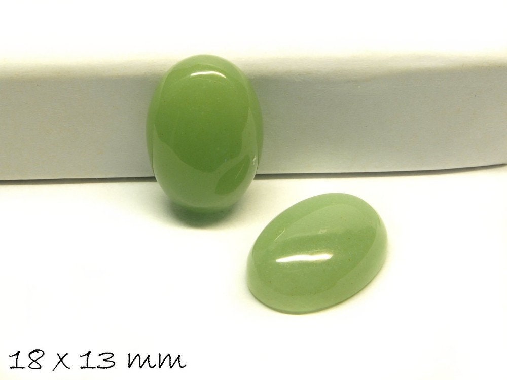 2 Stück Edelstein Cabochons, Aventurin Quarz, 18 x 13 mm
