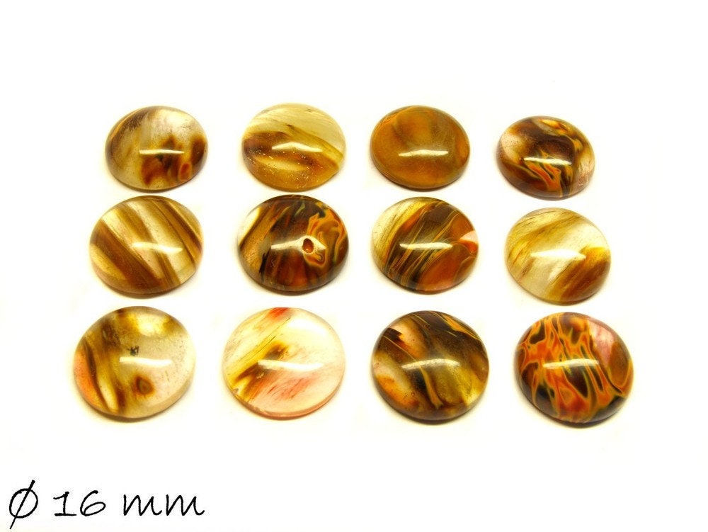 2 Stück Cabochons, Kirschquarz, 16 mm, braun