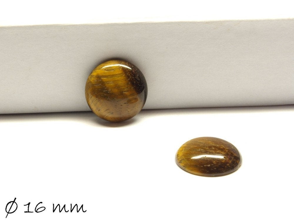2 Stück Edelstein Cabochons, Tigerauge, 16 mm