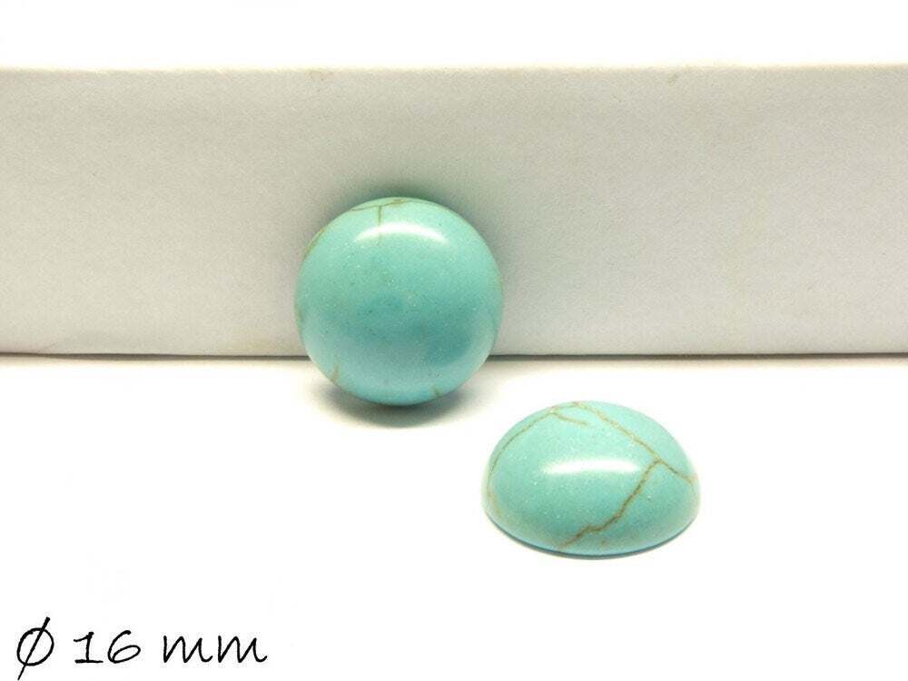 2 Stück Cabochons, Howlith (Türkisimitat), 16 mm