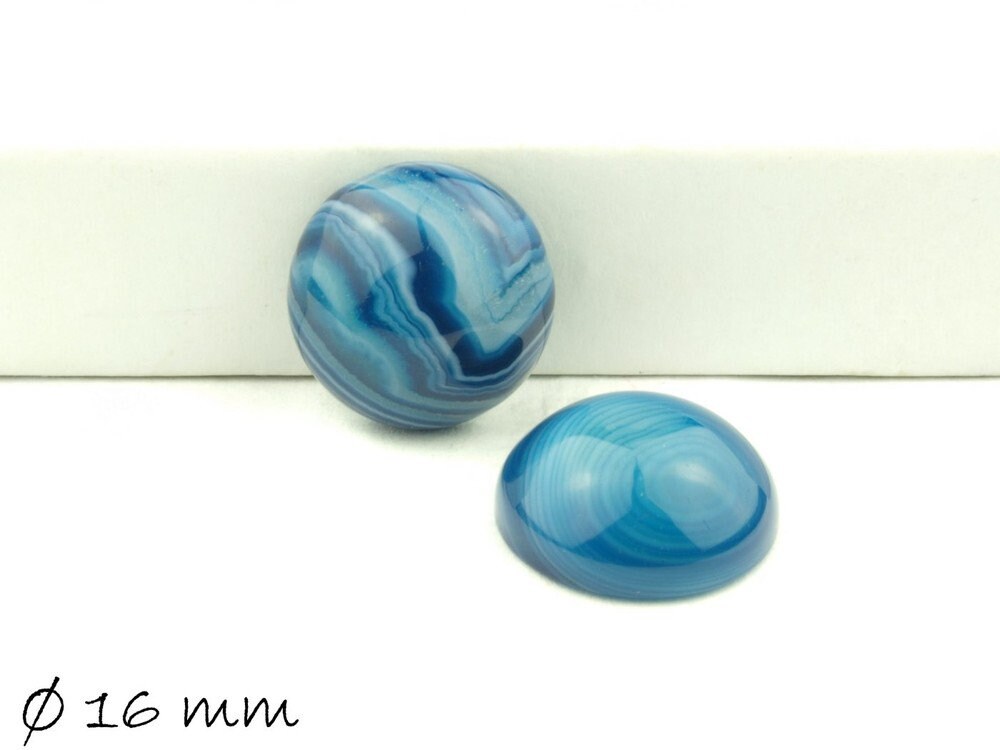 2 Stück Edelstein Cabochons, blauer Achat, 16 mm