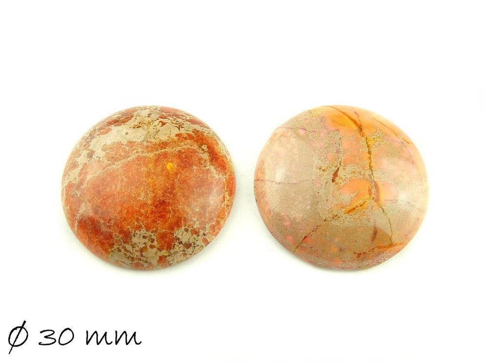 1 Stück Edelstein Cabochon Regalit, 30 mm orange