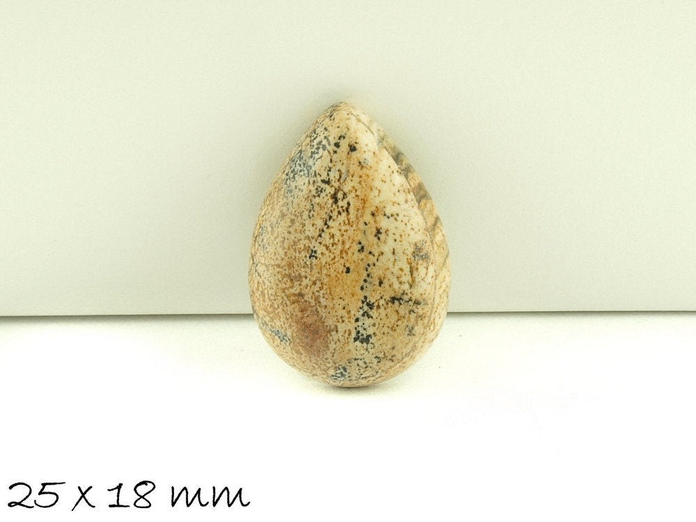 1 Stück Edelstein Tropfen-Cabochon, gelber Jasper, 25 x 18 mm