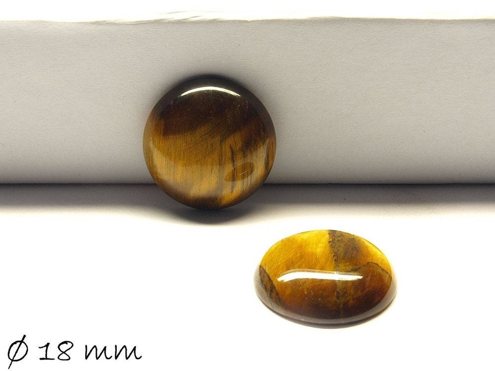 2 Stück Edelstein Cabochons, Tigerauge, Ø 18 mm