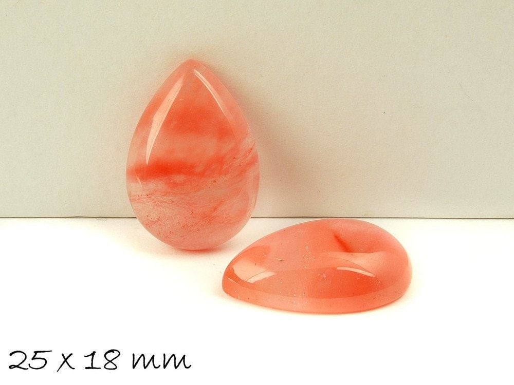 1 Stück Tropfen-Cabochon, Kirschquarz, 25 x 18 mm