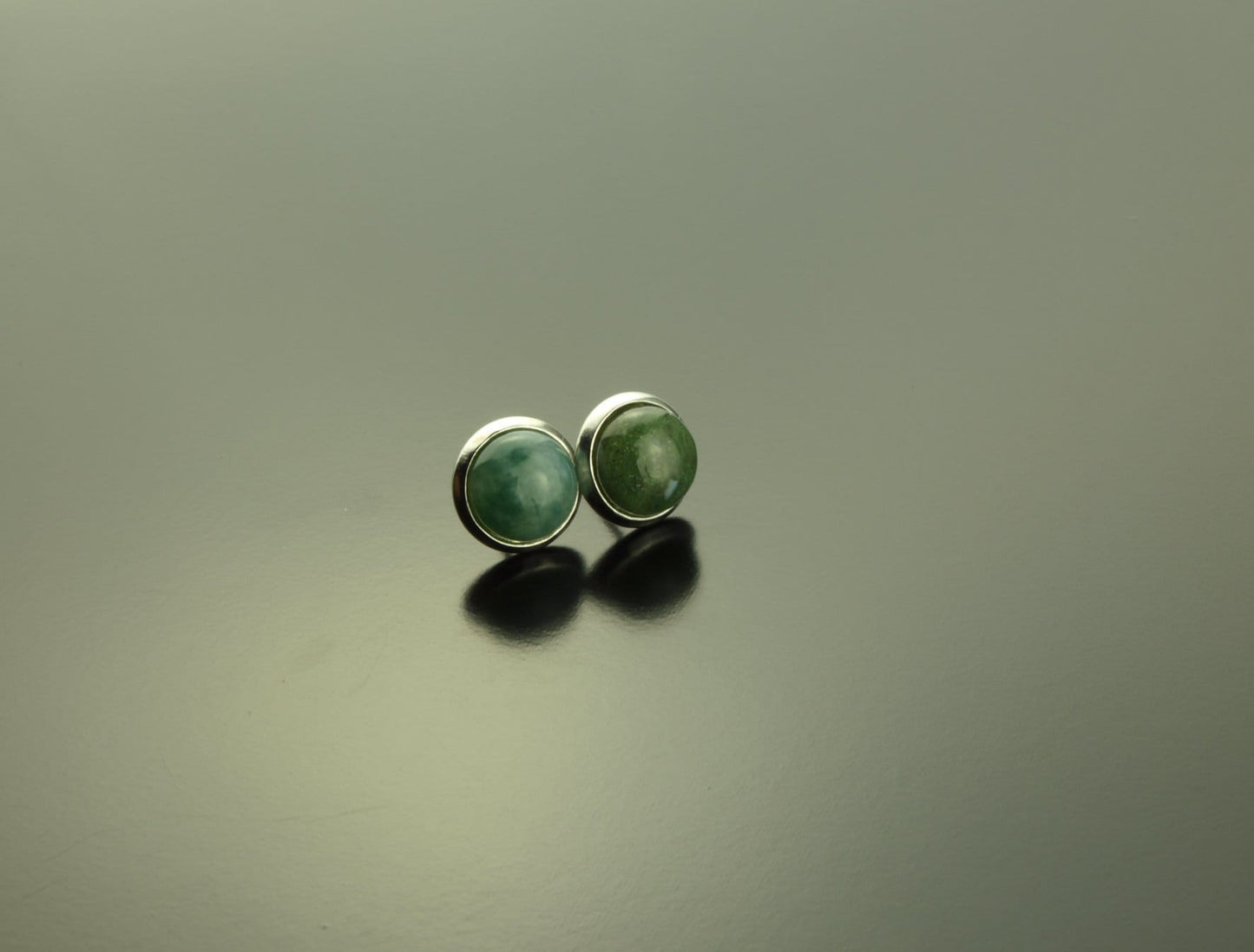 Ohrstecker Moos Achat grün Edelstein Cabochon Stecker silber Ohrringe