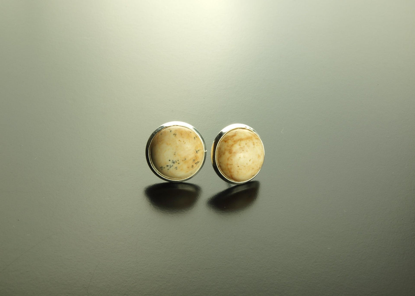 Ohrstecker gelber Jasper Edelstein Cabochon Ohrringe silber Stecker