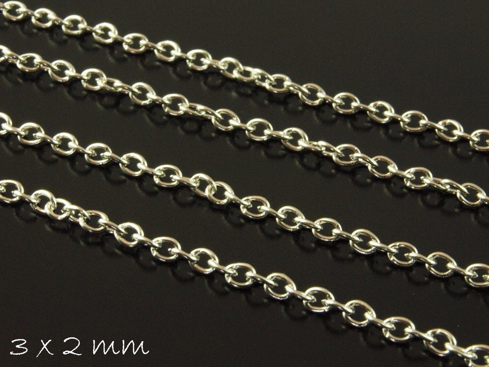 0,96EUR/m - 5 m Ankerkette Gliederkette platin 3 x 2 mm Kette
