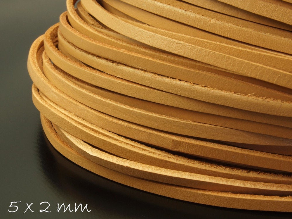 1,30EUR/m - 2 m Lederband, flach, hellbraun, 5 x 2 mm braun