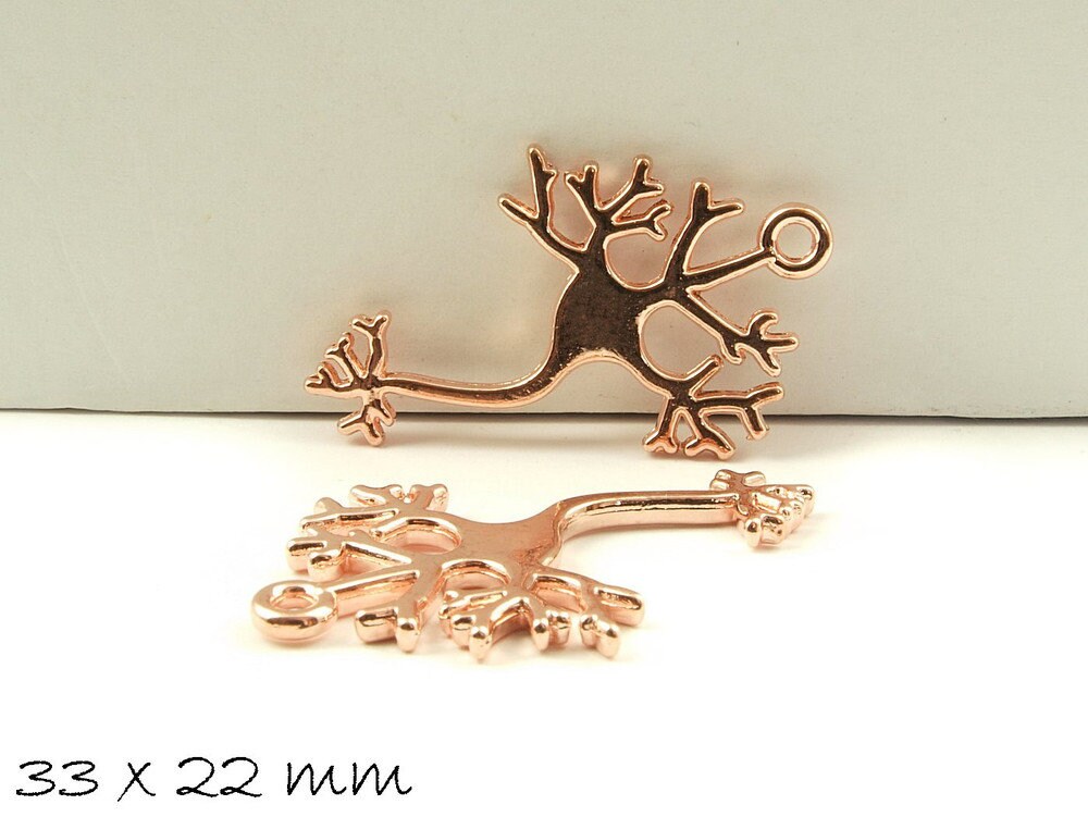 6 Stück Anhänger Synapse in rosegold 33 x 22 mm Chemie Baum Zweig