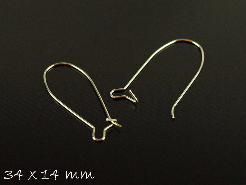 10 Stück Kidney Ohrhaken Edelstahl silbern, 34 x 14 mm Creole Ohrringe