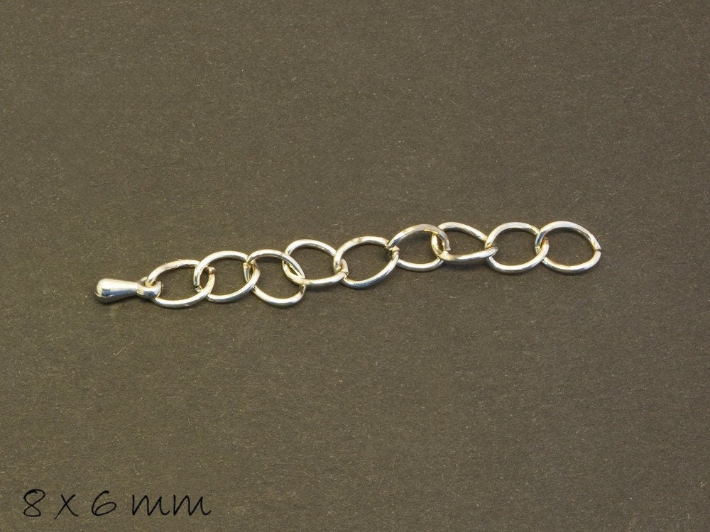 5 Verlängerungskettchen mit Tropfen, 8 x 6 mm, platin