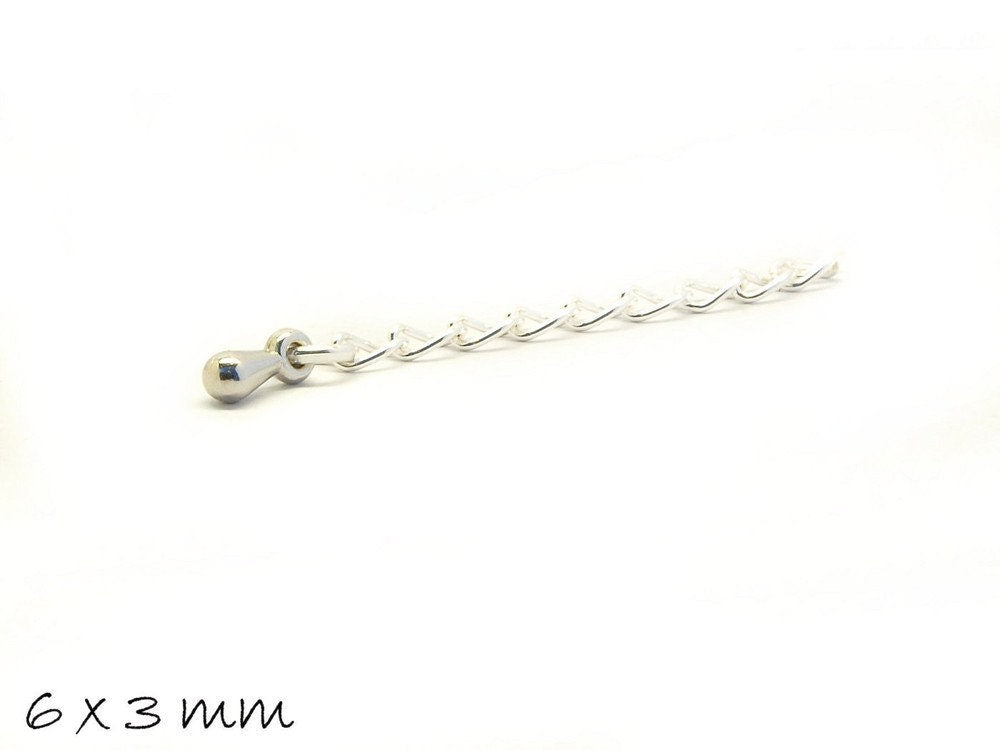 5 Verlängerungskettchen mit Tropfen, 6 x 3 mm, silber