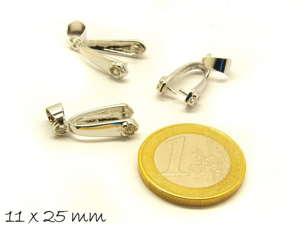 5 Stück Collierschlaufen, platin, 25 x 11 mm