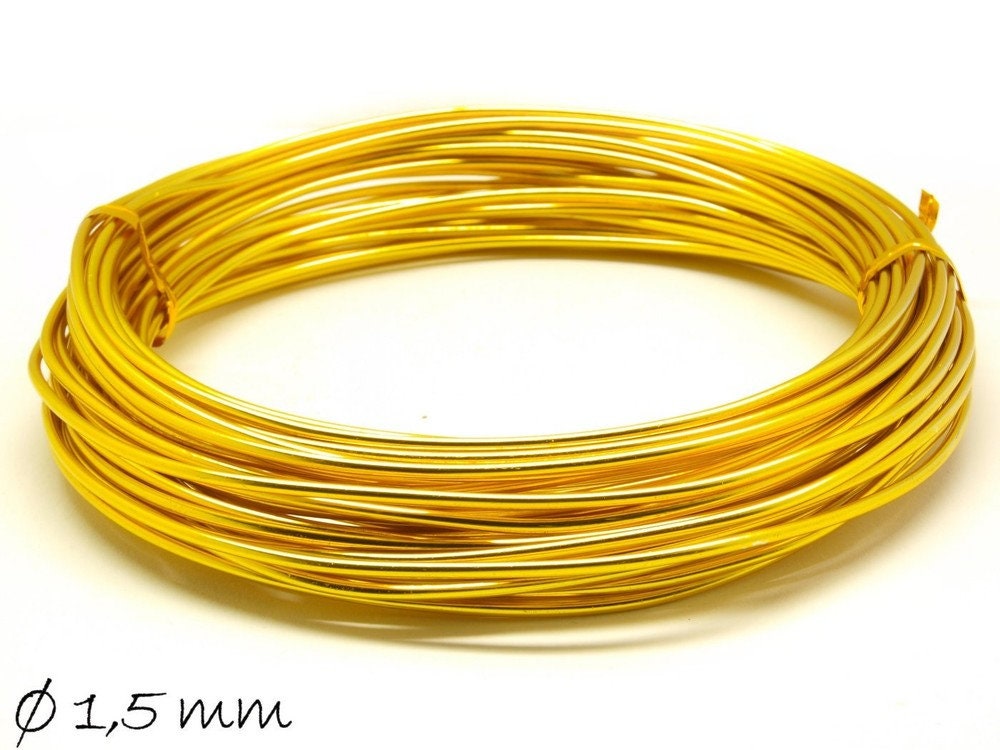 0,48EUR/m - 6 m Aluminiumdraht, Alu Draht, gold ,weich, 1,5 mm