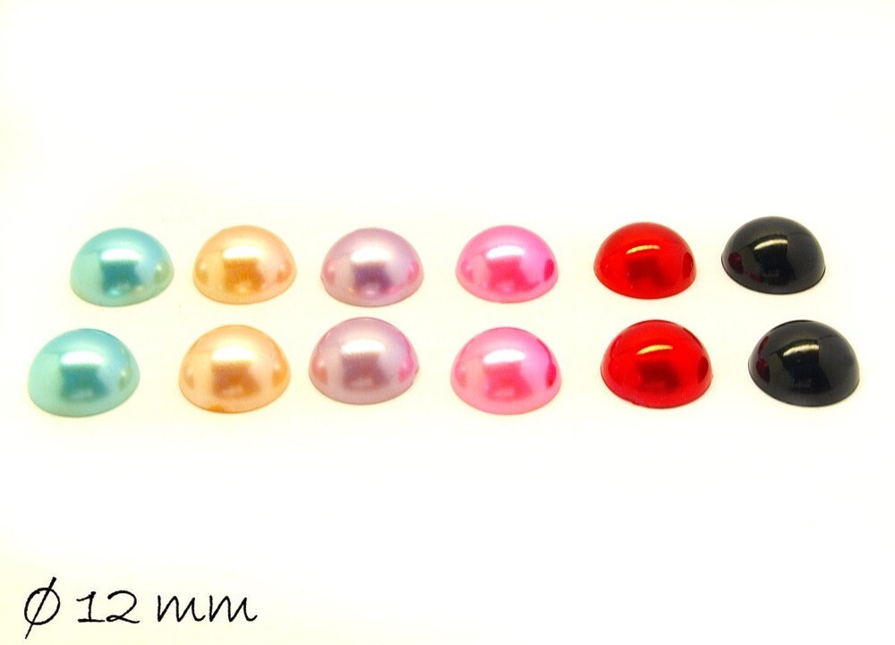 10 Stück runde Acryl Cabochons, 12 mm, schwarz