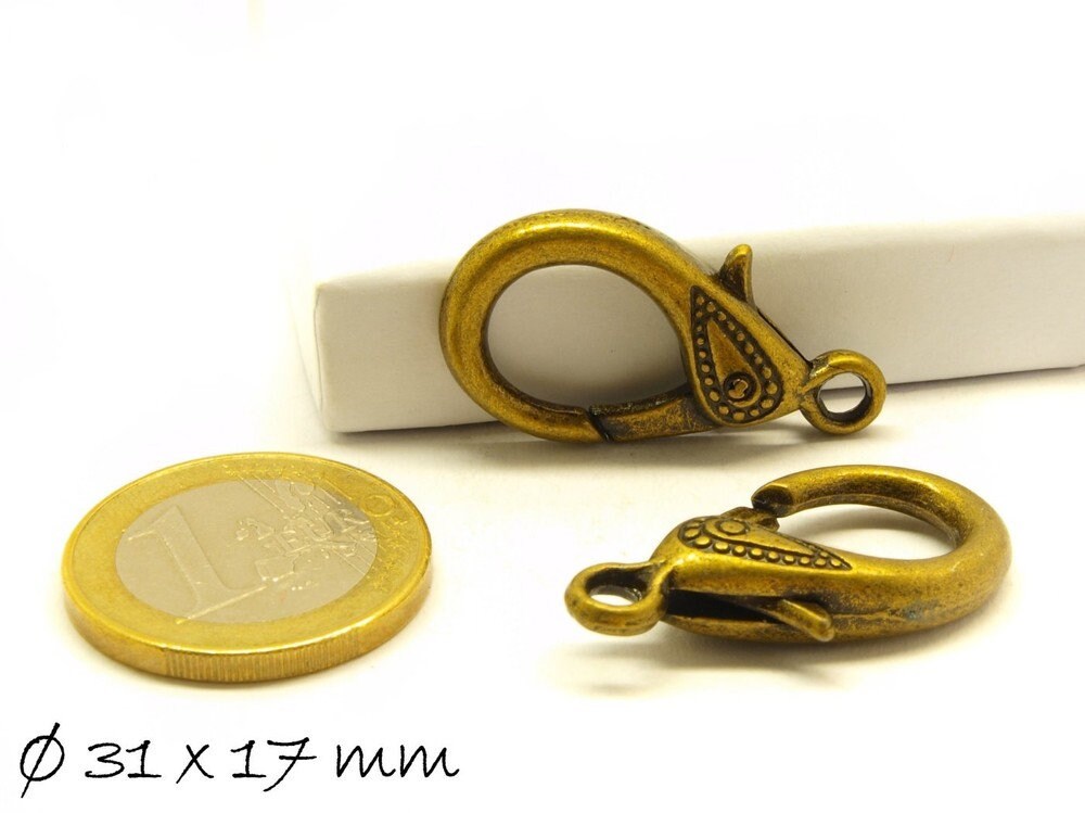 2 Stück Karabiner Verschlüsse, bronze, 31x17 mm, XXL
