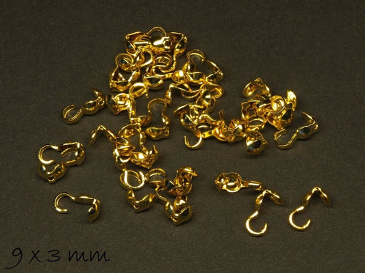 50 Stück Quetschkalotten, gold, 9 x 3 mm