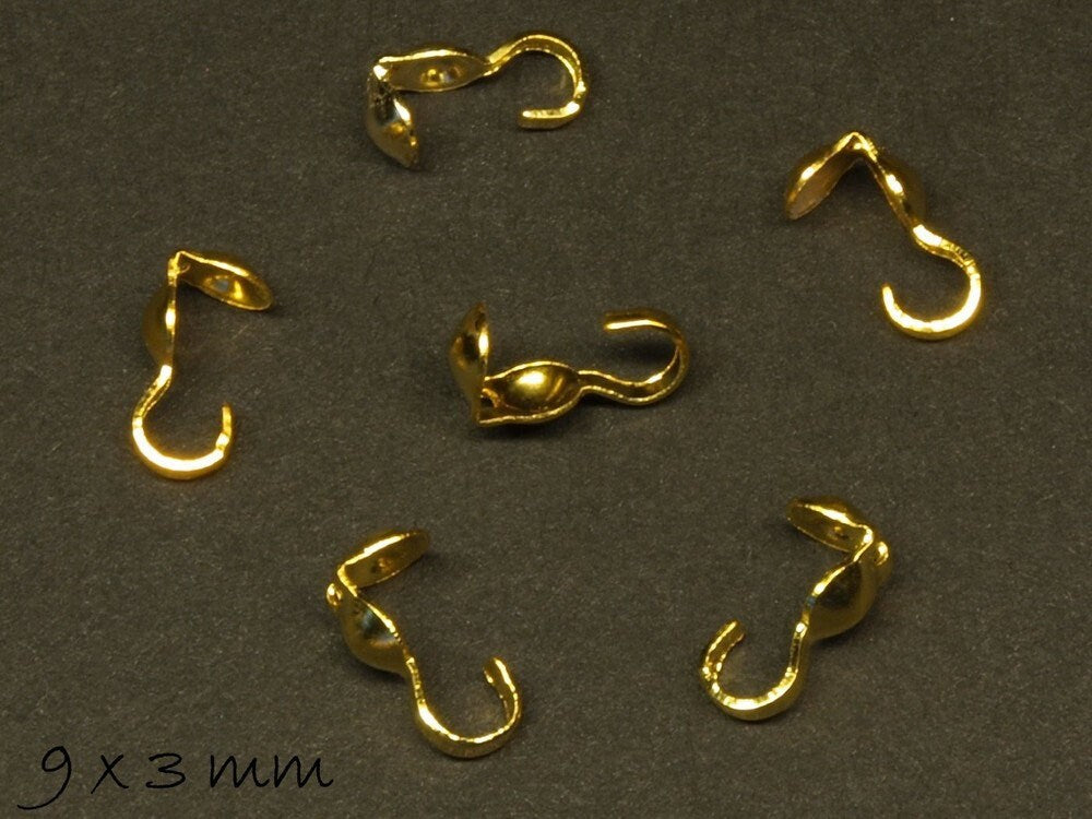 50 Stück Quetschkalotten, gold, 9 x 3 mm