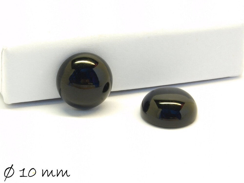 2 Stück Edelstein Cabochons, schwarzer Achat, 10 mm