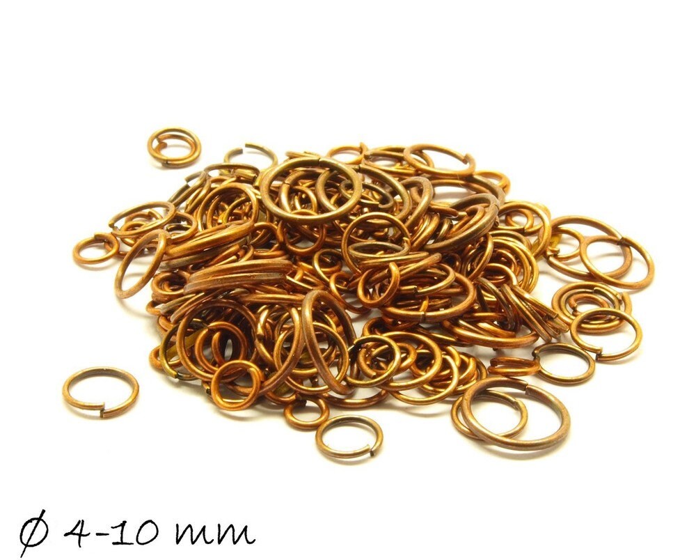 0,06EUR/g - 25 g Biegeringe (310-350 Stk.), kupfer 4 - 10 mm