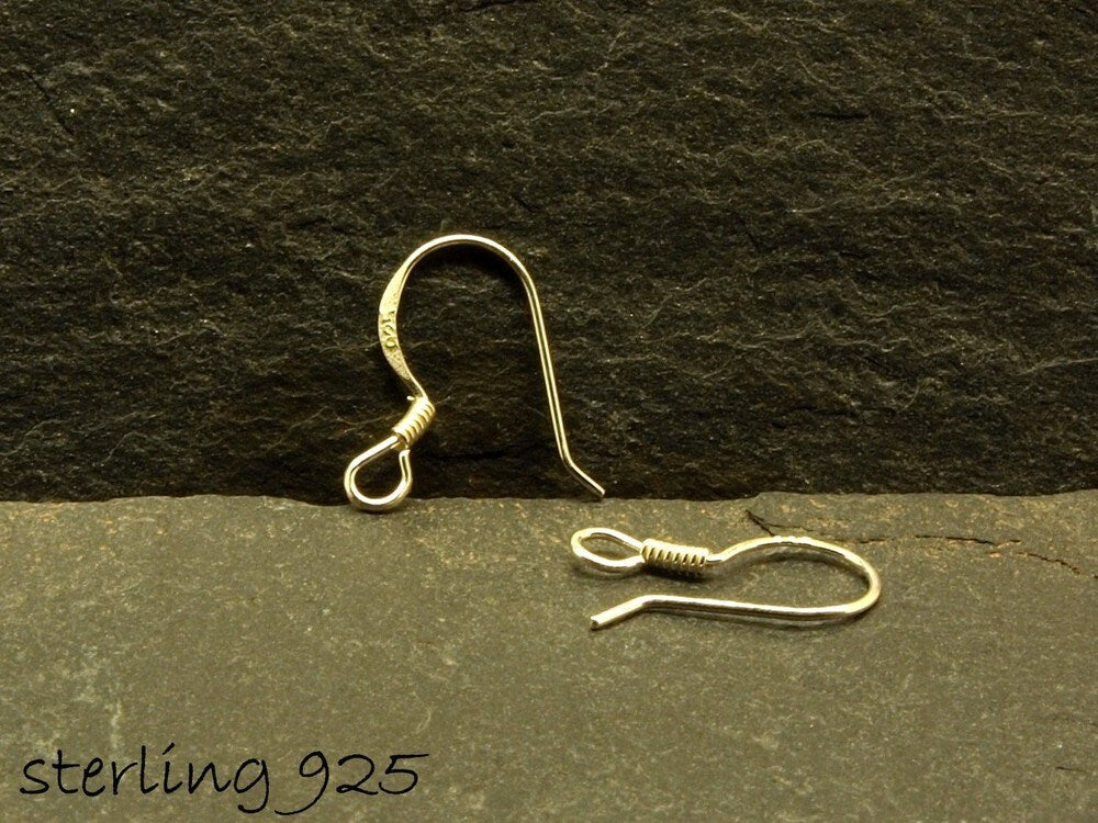 2 Stück Ohrhaken Sterling Silber 925, 12 x 13 x 0,6 mm