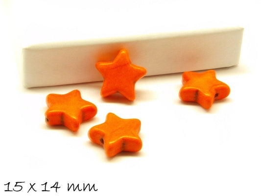 10 Stück synthetischer Türkis Sterne orange 15x14 mm