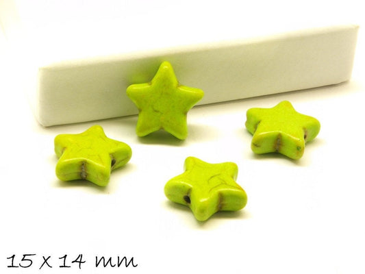 10 Stück synthetischer Türkis Sterne grün 15 x 14 mm