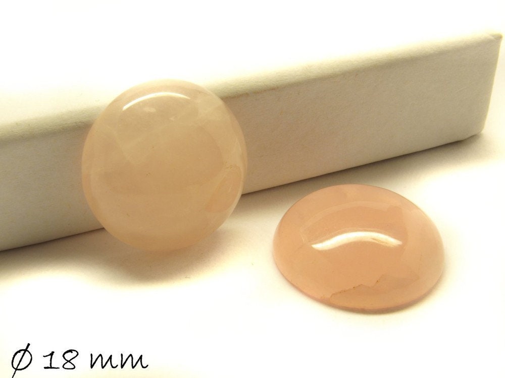 2 Stück Edelstein Cabochons, Rosenquarz, 18 mm