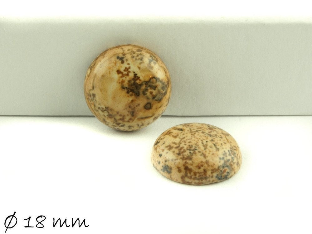 2 Stück Edelstein Cabochons, Picture Jasper, Stein, 18 mm