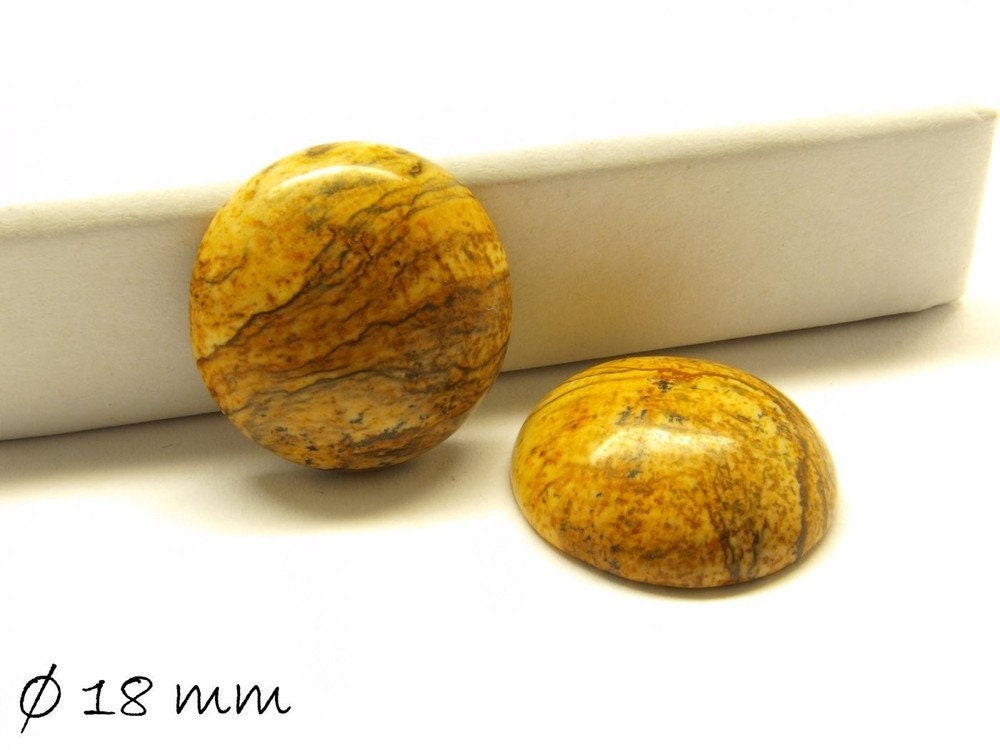 2 Stück Edelstein Cabochons, Picture Jasper, Stein, 18 mm