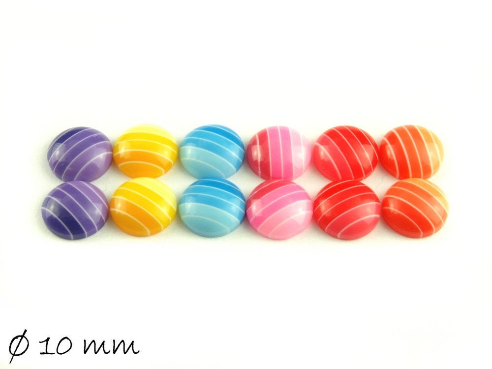 10 Stück runde Resin Cabochons 10 mm Mix 1
