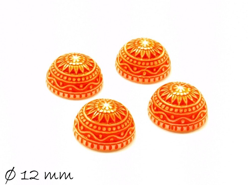 4 Stück runde Acryl Mosaik Cabochons, 12 mm, rot