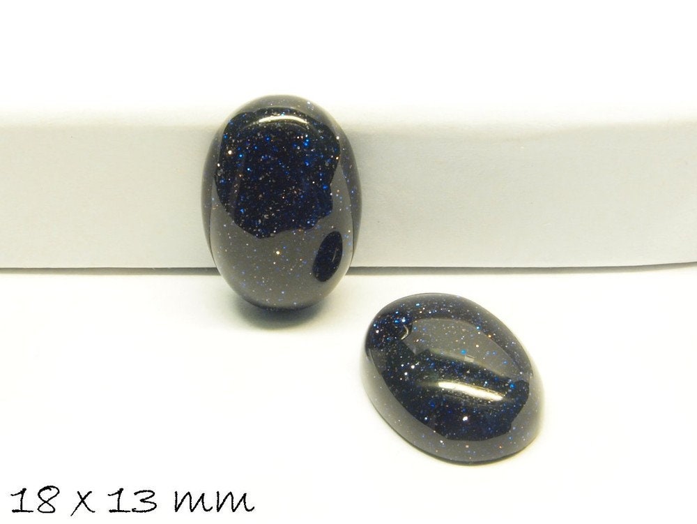 2 Stück Glascabochons, violetter Goldfluss, 18 x 13 mm
