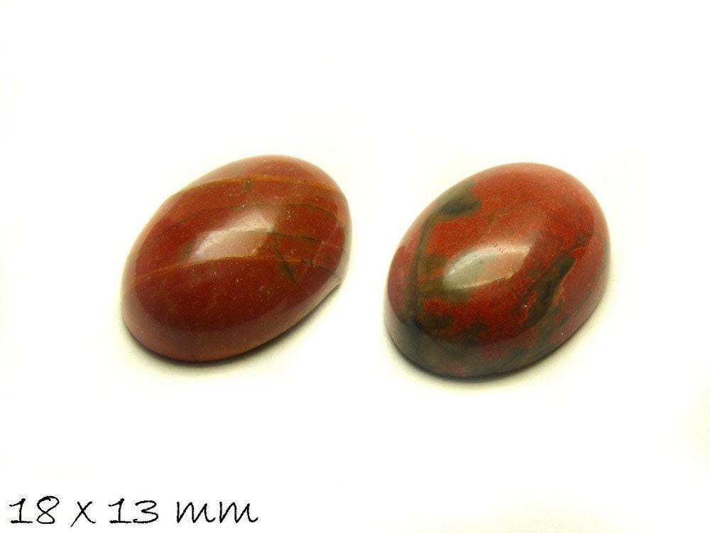 2 Stück Edelstein Cabochons, roter Jasper, 18 x 13 mm
